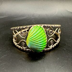Green Shell Mermaid Cuff bracelet Adjustable